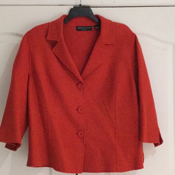 Dana Buchman 20 orange wool shaped jacket worn 1x